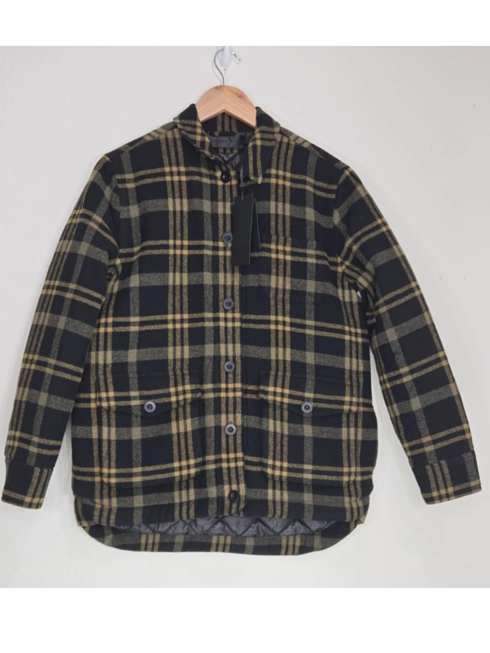 Jenni Kayne Farmhouse Wool Jacket in Black Plaid Size Small Womens NEW